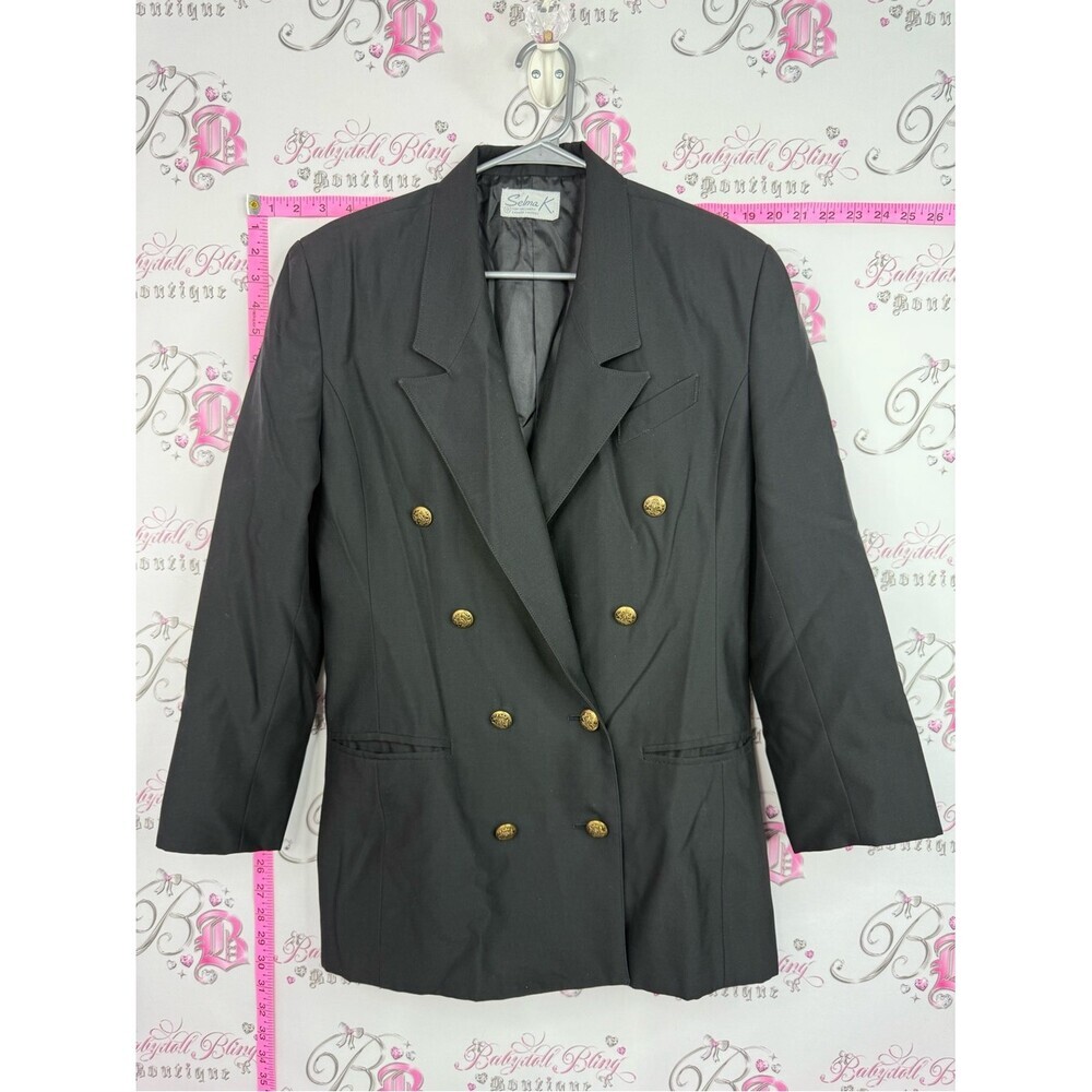SELMA K FOR HALLMARK vintage Women's Black Double-Breasted Blazer